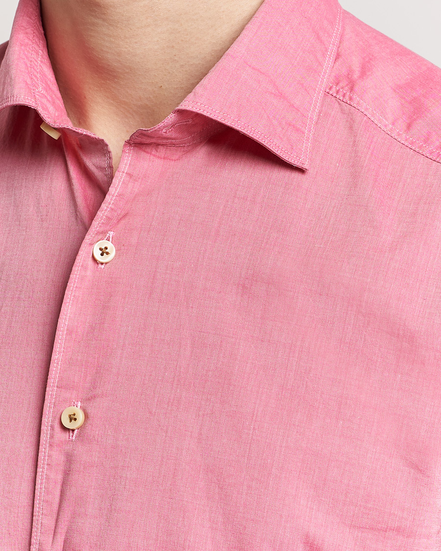 Heren | Overhemden | Stenströms | Slimline Washed Summer Poplin Shirt Rasperry