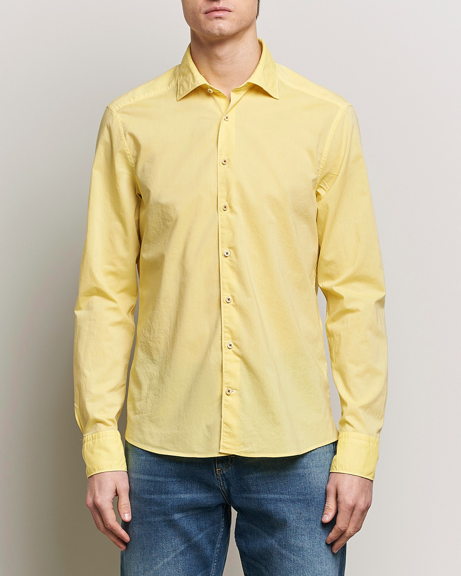 Heren |  | Stenströms | Slimline Washed Summer Poplin Shirt Yellow