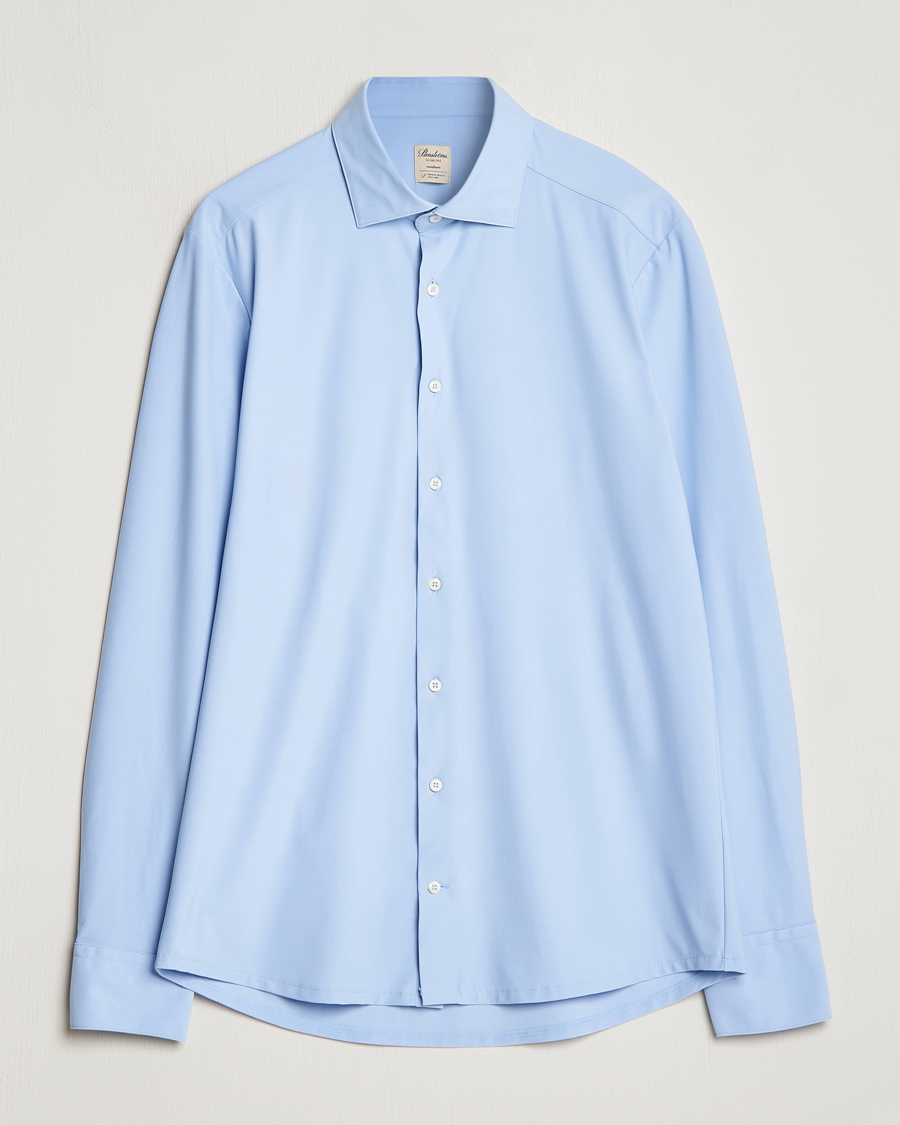 Heren | Overhemden | Stenströms | Slimline Cut Away 4-Way Stretch Shirt Light Blue