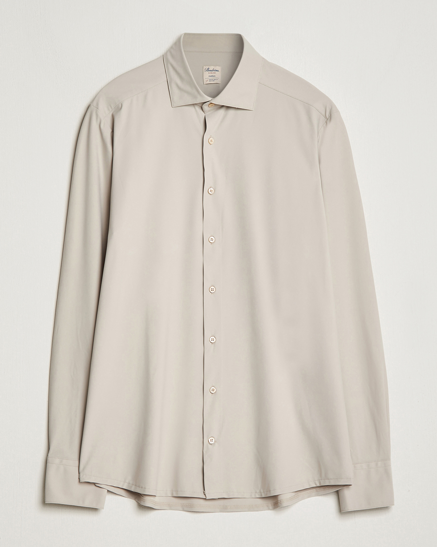 Heren | Overhemden | Stenströms | Slimline Cut Away 4-Way Stretch Shirt Clay