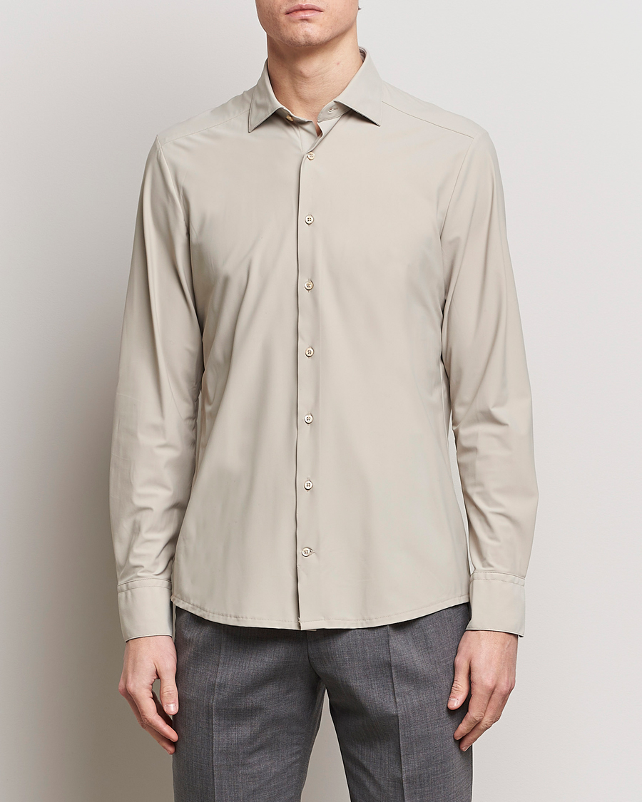 Heren | Overhemden | Stenströms | Slimline Cut Away 4-Way Stretch Shirt Clay