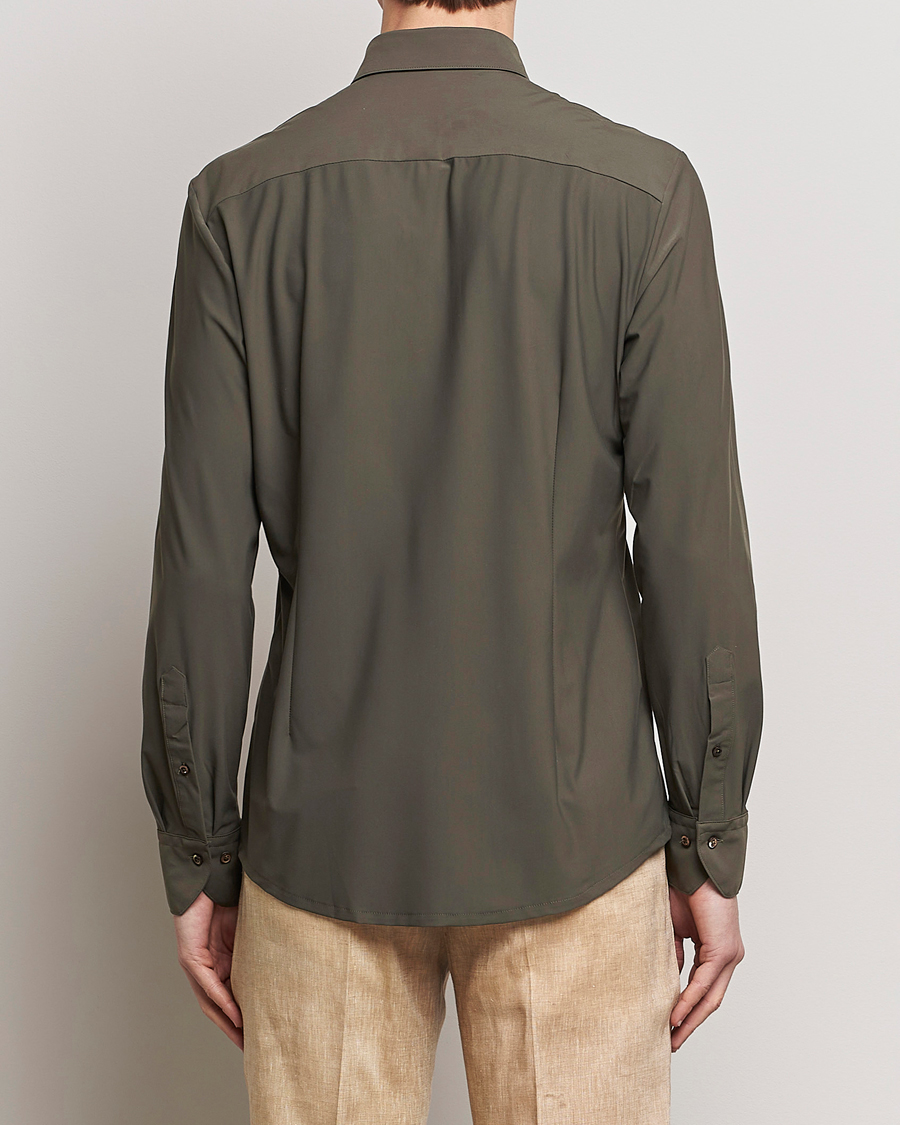 Heren | Overhemden | Stenströms | Slimline Cut Away 4-Way Stretch Shirt Dark Green