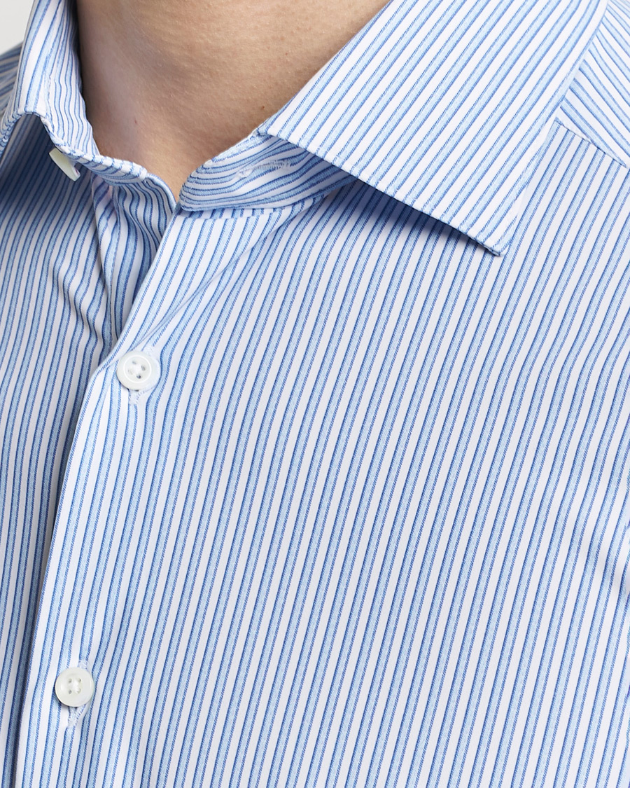 Heren | Overhemden | Stenströms | Slimline Striped Cut Away 4-Way Stretch Shirt Blue