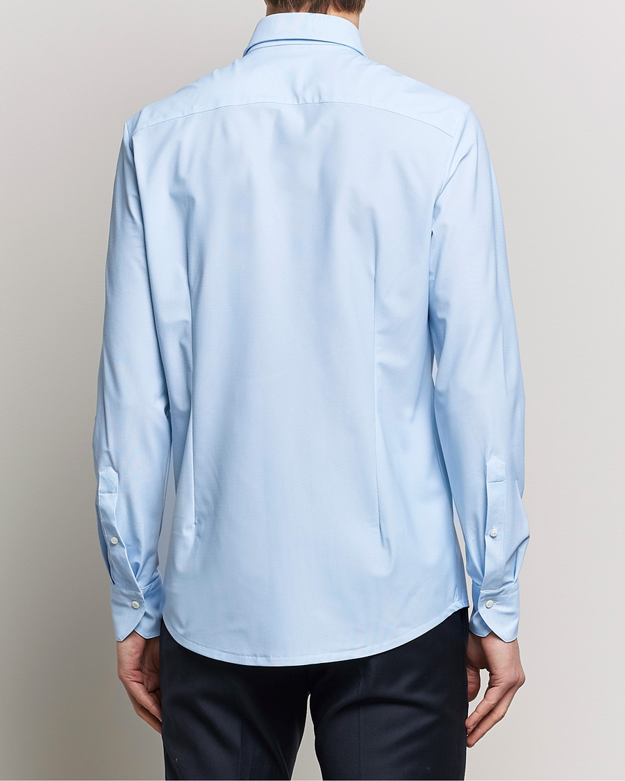 Heren | Overhemden | Stenströms | Slimline Micro Check Cut Away 4-Way Stretch Shirt Blue