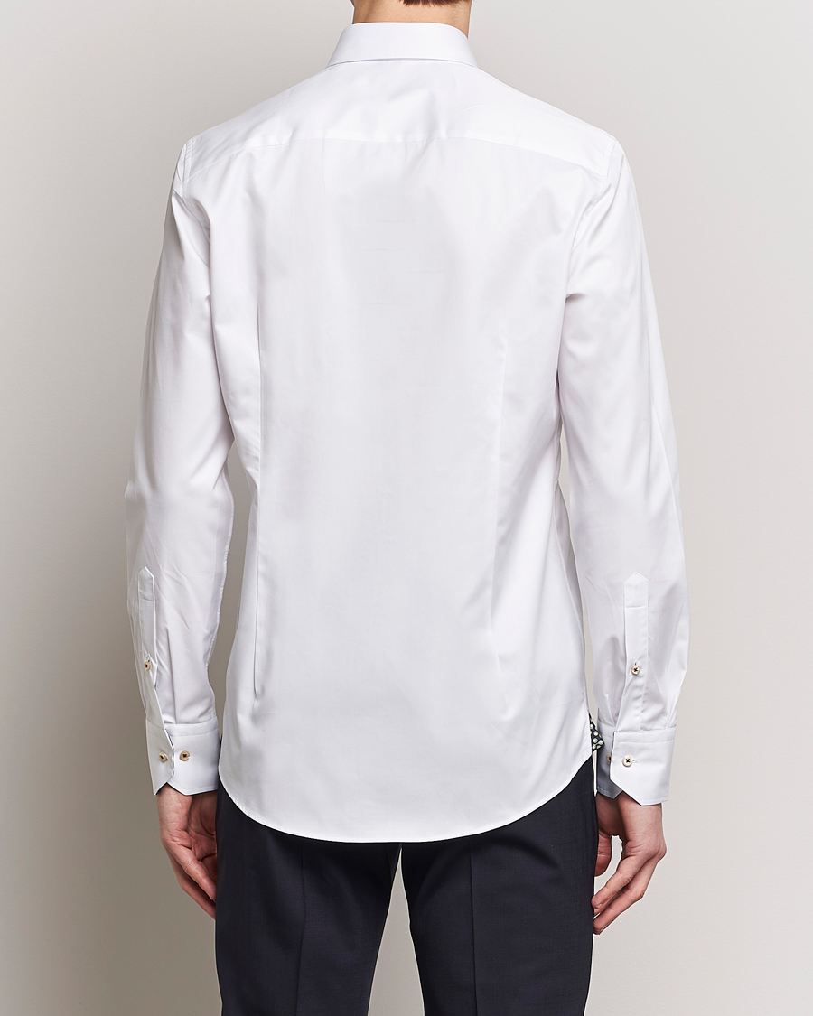 Heren | Overhemden | Stenströms | Slimline Cut Away Circle Contrast Shirt White