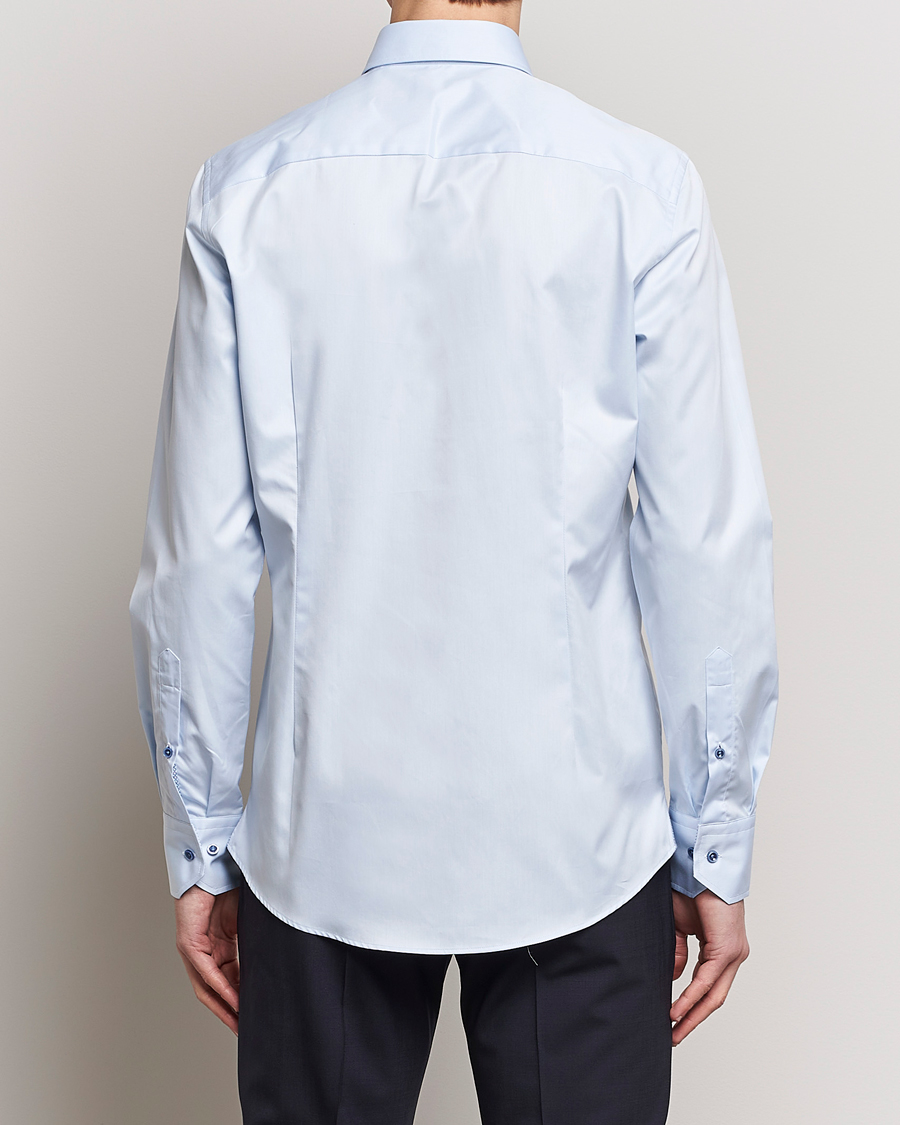 Heren | Overhemden | Stenströms | Slimline Cut Away Print Contrast Shirt Light Blue