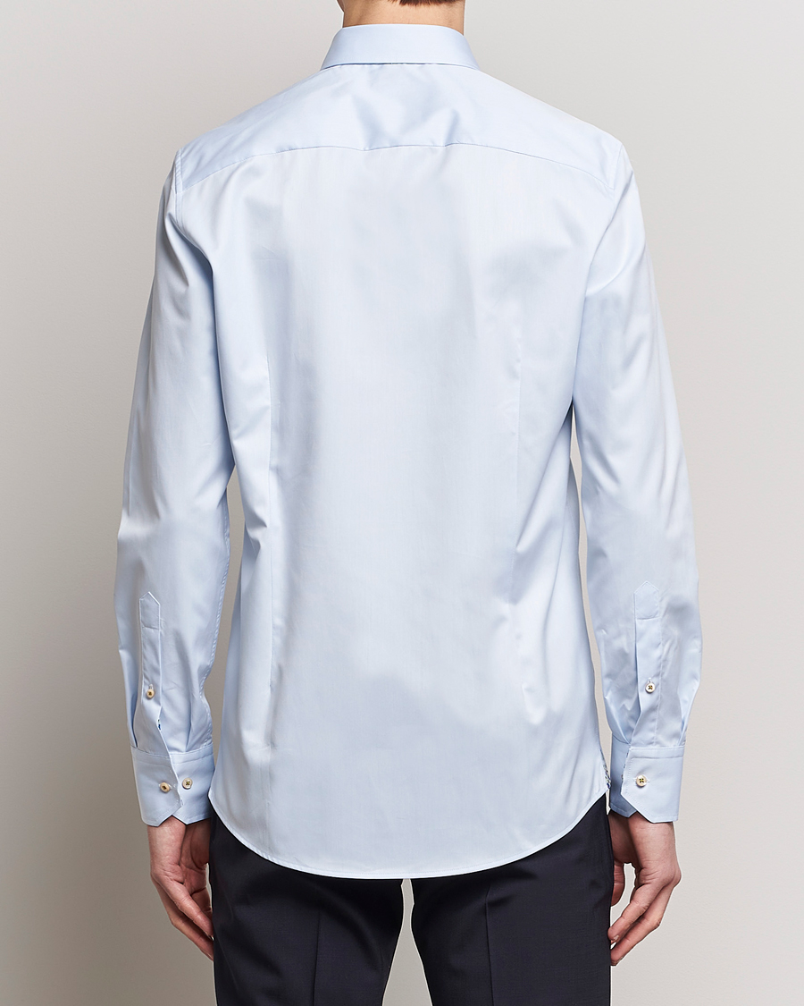 Heren | Overhemden | Stenströms | Slimline Cut Away Flower Contrast Shirt Light Blue