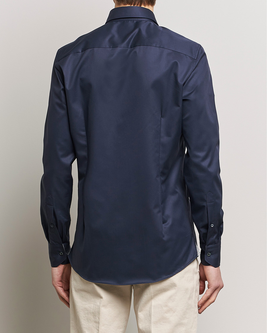 Heren | Overhemden | Stenströms | Slimline Multi Stripe Contrast Cut Away Shirt Navy
