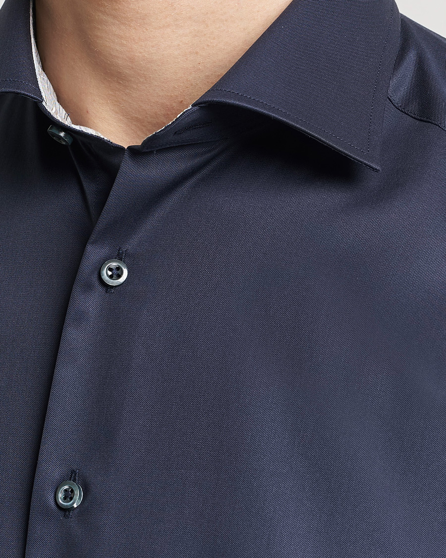 Heren | Overhemden | Stenströms | Slimline Multi Stripe Contrast Cut Away Shirt Navy