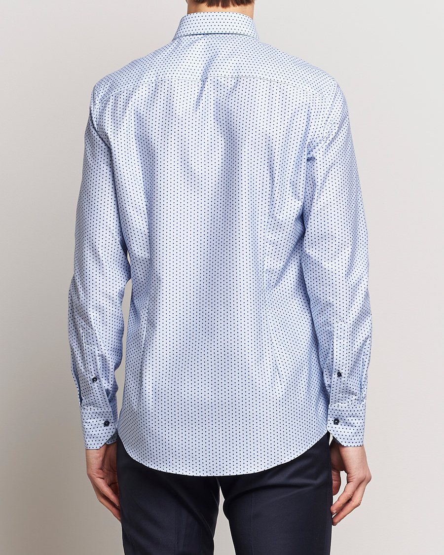 Heren | Overhemden | Stenströms | Slimline Cut Away Small Flower Print Shirt Blue