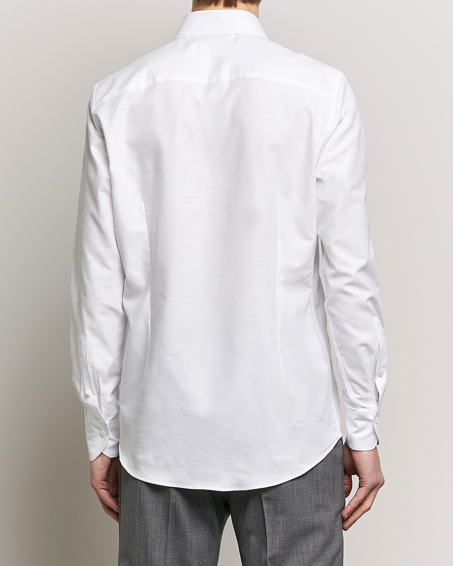 Heren | Overhemden | Stenströms | Slimline Cotton/Linen Cut Away Shirt White