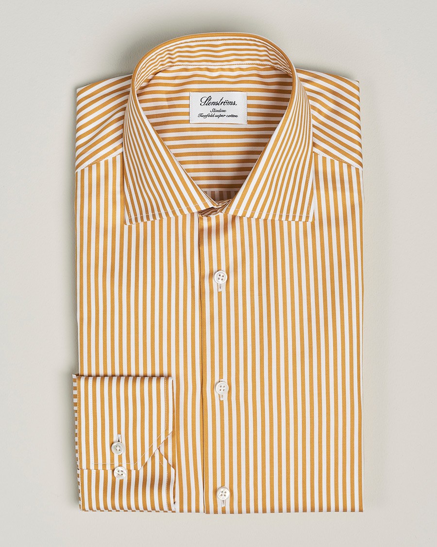 Heren | Overhemden | Stenströms | Slimline Cut Away Striped Shirt Yellow