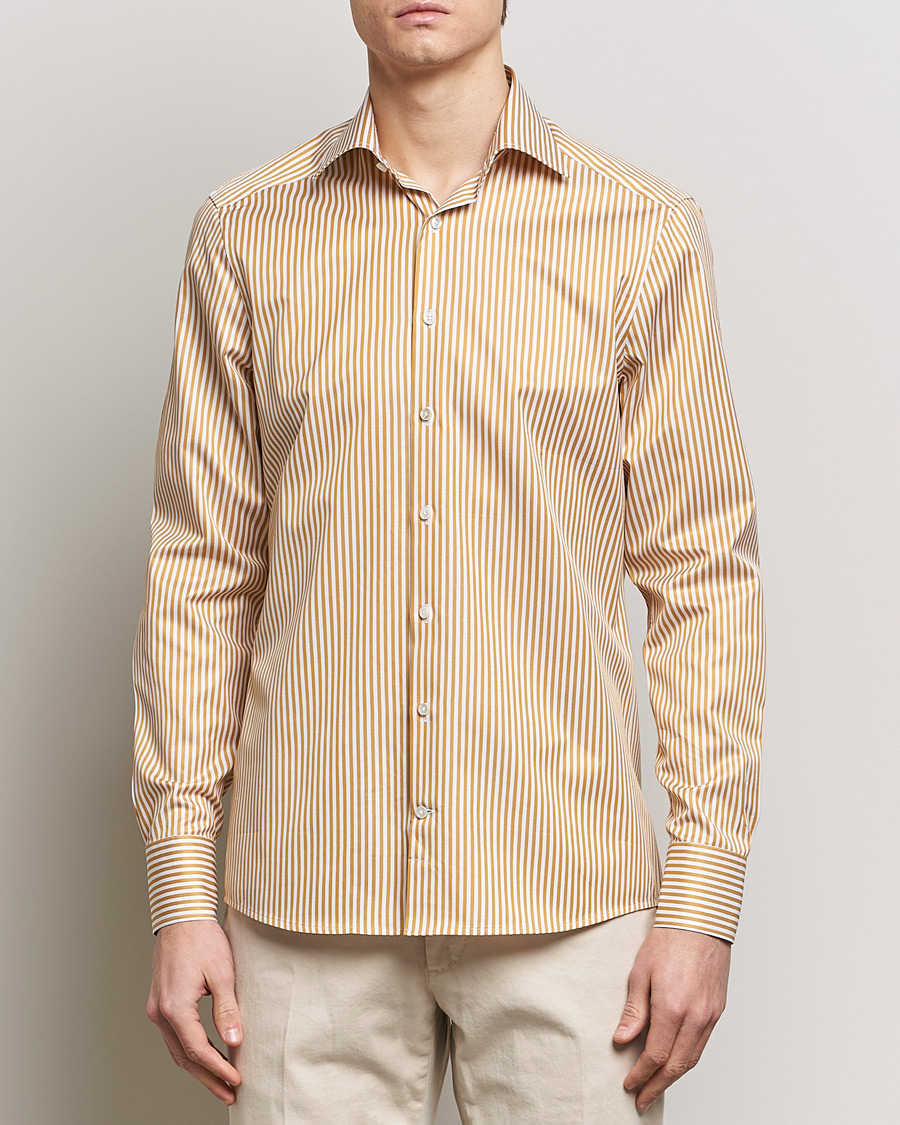 Heren | Overhemden | Stenströms | Slimline Cut Away Striped Shirt Yellow