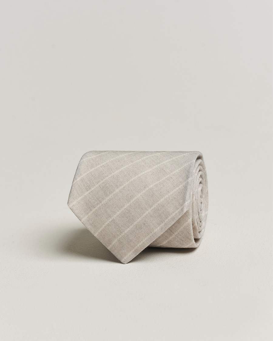 Heren | Stenströms Striped Cotton/Wool Tie Grey | Stenströms | Striped Cotton/Wool Tie Grey