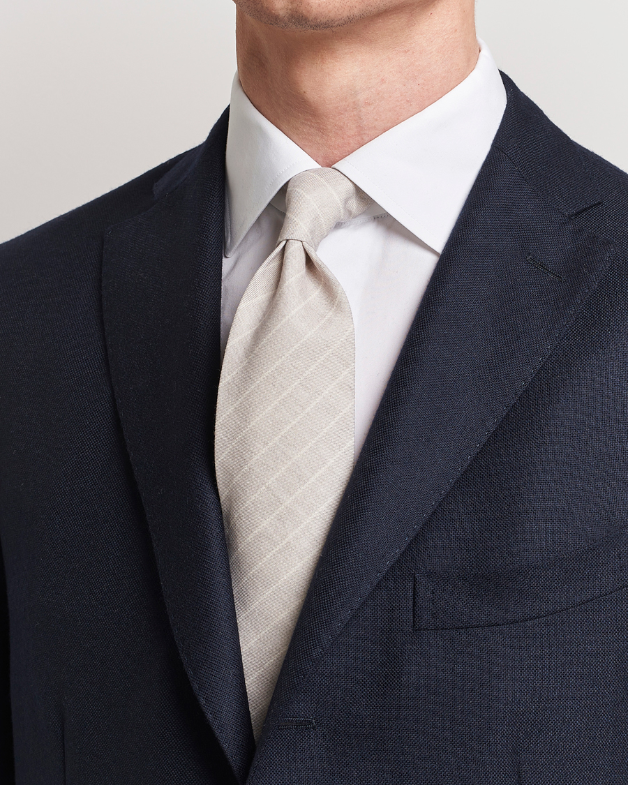 Heren | Stenströms Striped Cotton/Wool Tie Grey | Stenströms | Striped Cotton/Wool Tie Grey