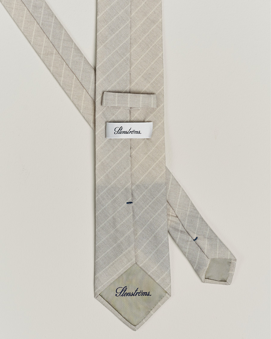 Heren | Stenströms Striped Cotton/Wool Tie Grey | Stenströms | Striped Cotton/Wool Tie Grey