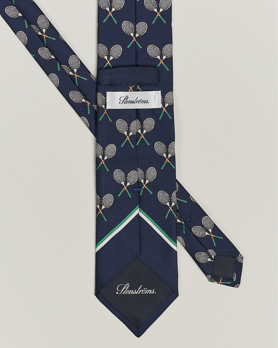 Heren |  | Stenströms | Silk Tennis Tie Navy/Green