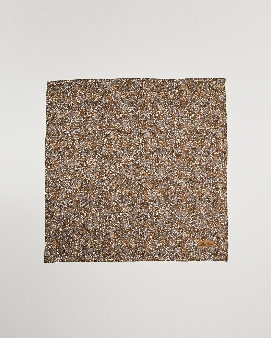 Heren | Stenströms Flower Printed Linen Bandana Brown | Stenströms | Flower Printed Linen Bandana Brown