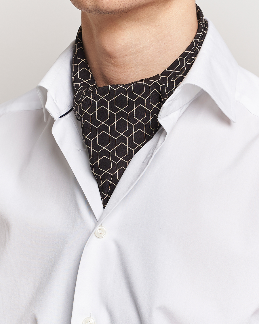 Heren | Stenströms Silk Printed Ascot Brown | Stenströms | Silk Printed Ascot Brown
