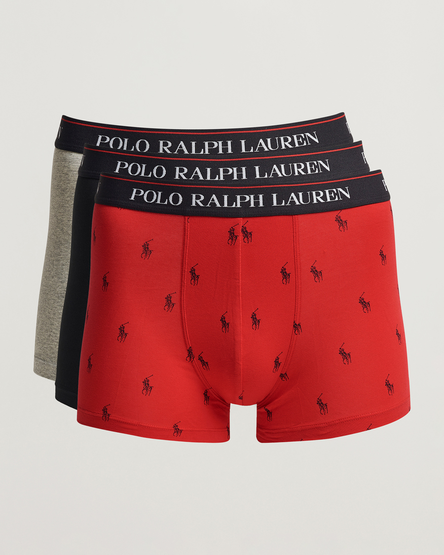 Heren | Ondergoed | Polo Ralph Lauren | 3-Pack Cotton Stretch Trunk Heather/Red PP/Black