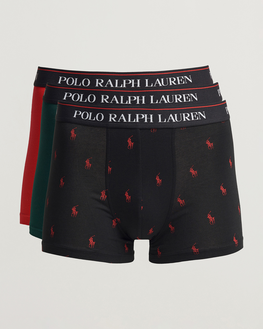 Heren |  | Polo Ralph Lauren | 3-Pack Cotton Stretch Trunk Red/Black PP/Hunter Green
