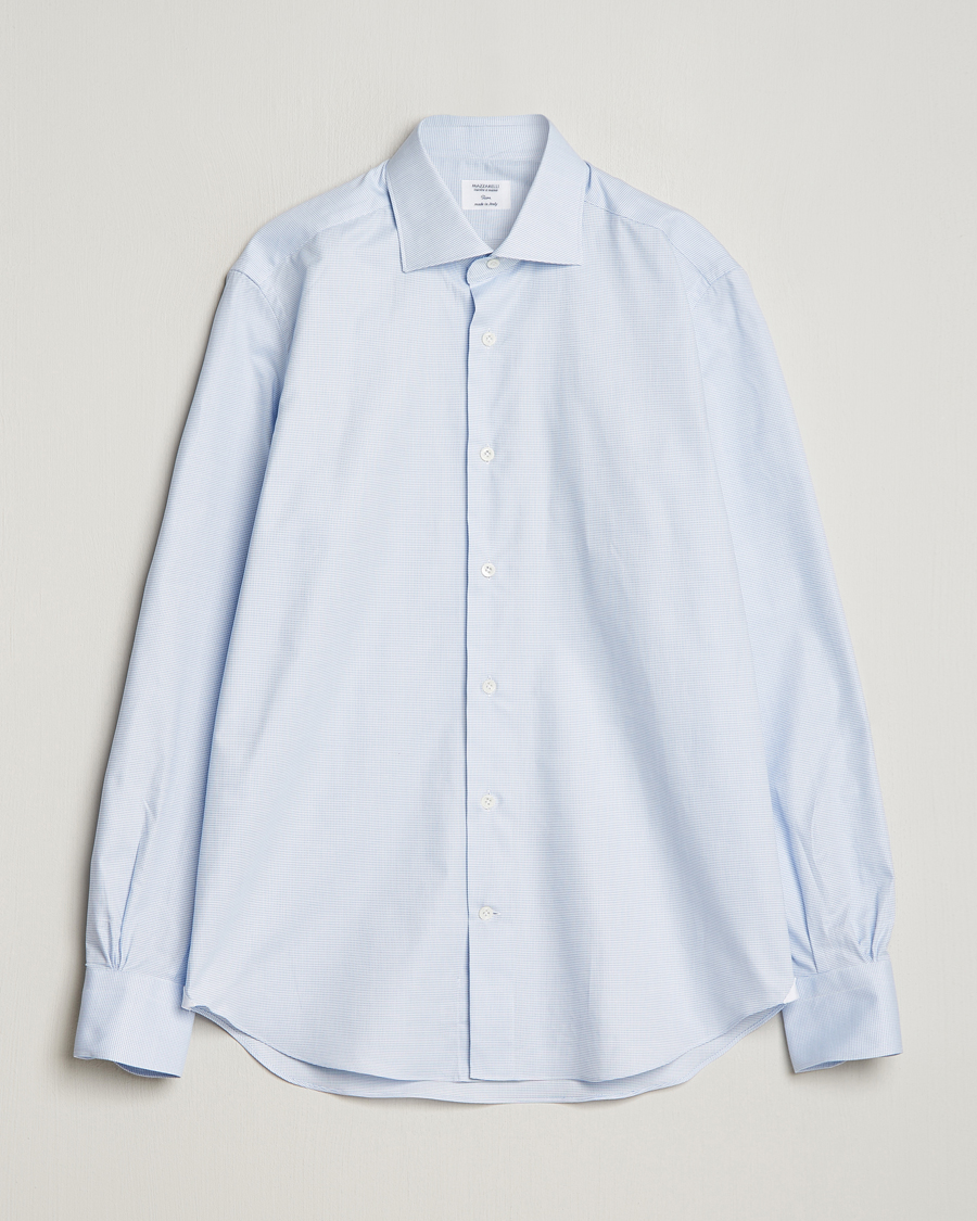 Heren | Overhemden | Mazzarelli | Soft Cotton Cut Away Shirt Light Blue