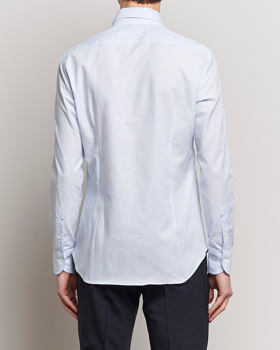 Heren | Overhemden | Mazzarelli | Soft Oxford Button Down Shirt Light Blue Stripe
