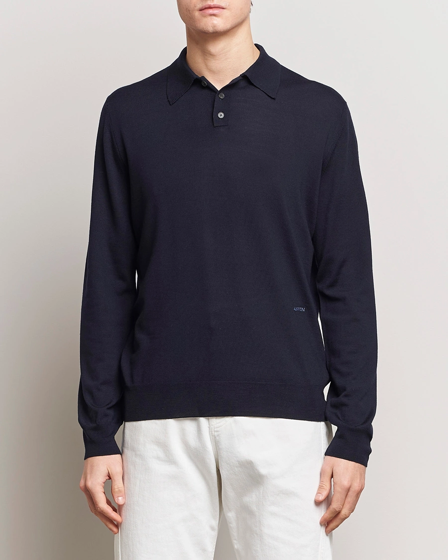 Heren | Sale -20% | Lanvin | Merino Wool Knitted Polo Thunder