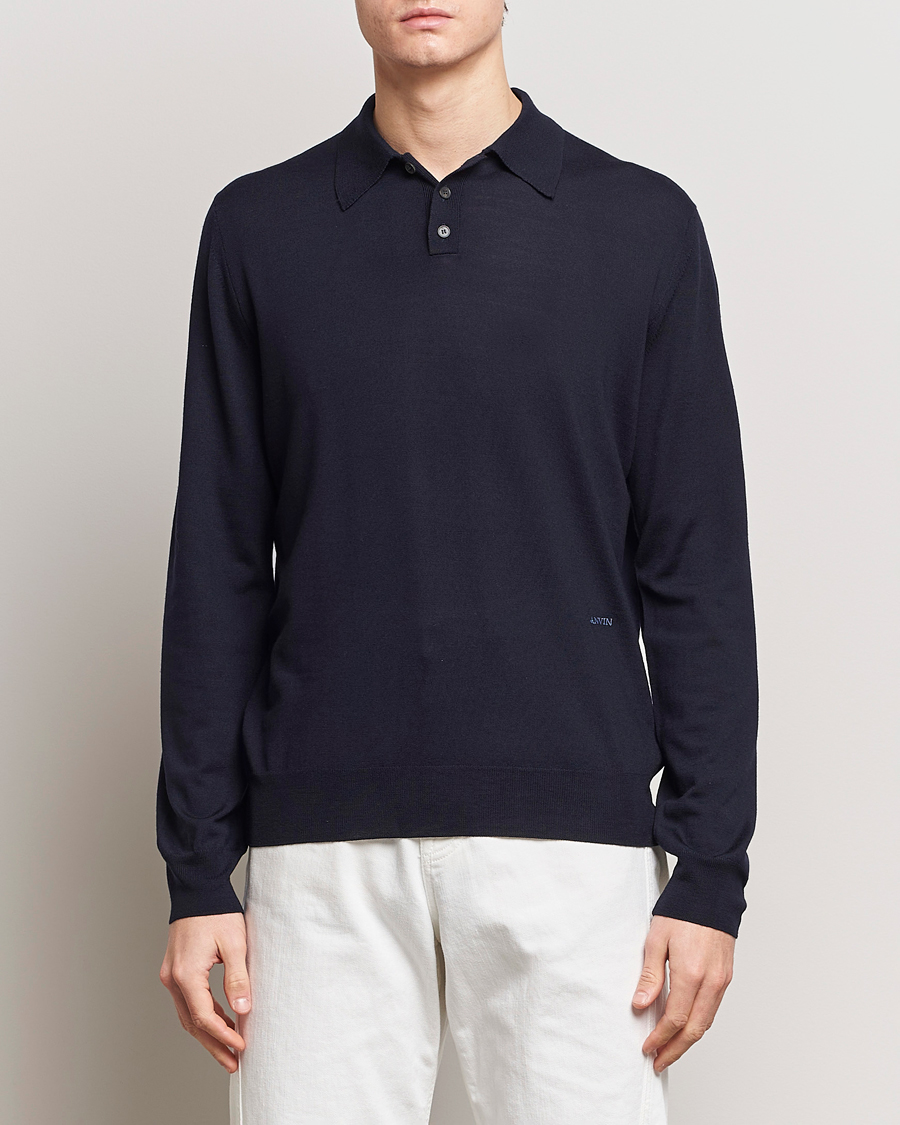 Heren | Gebreide poloshirts | Lanvin | Merino Wool Knitted Polo Thunder