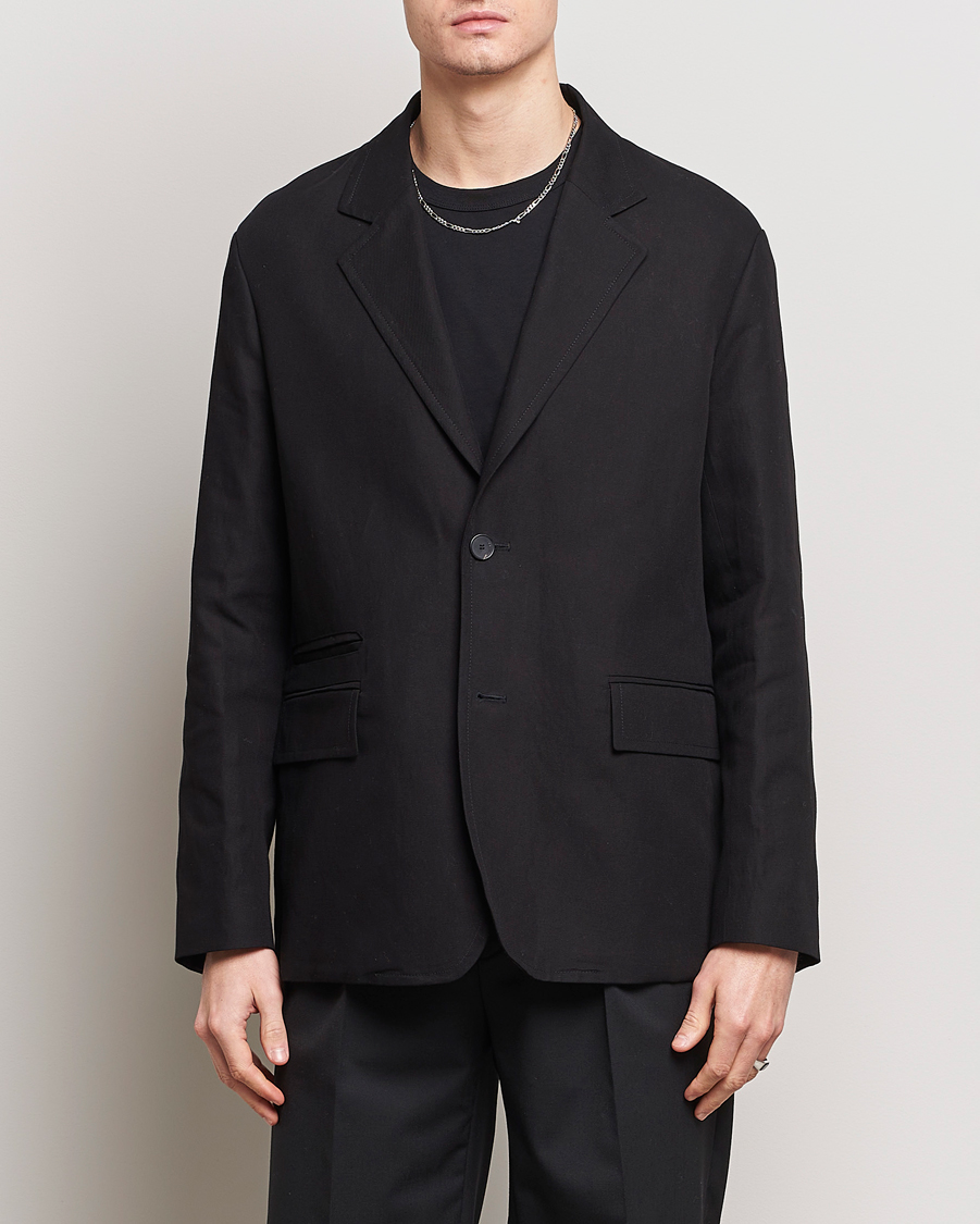 Heren | Blazers | Lanvin | Deconstructed Cotton/Linen Blazer Black