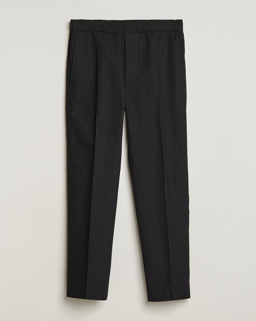 Heren | Broeken | Lanvin | Cotton/Linen Drawstring Trousers Black