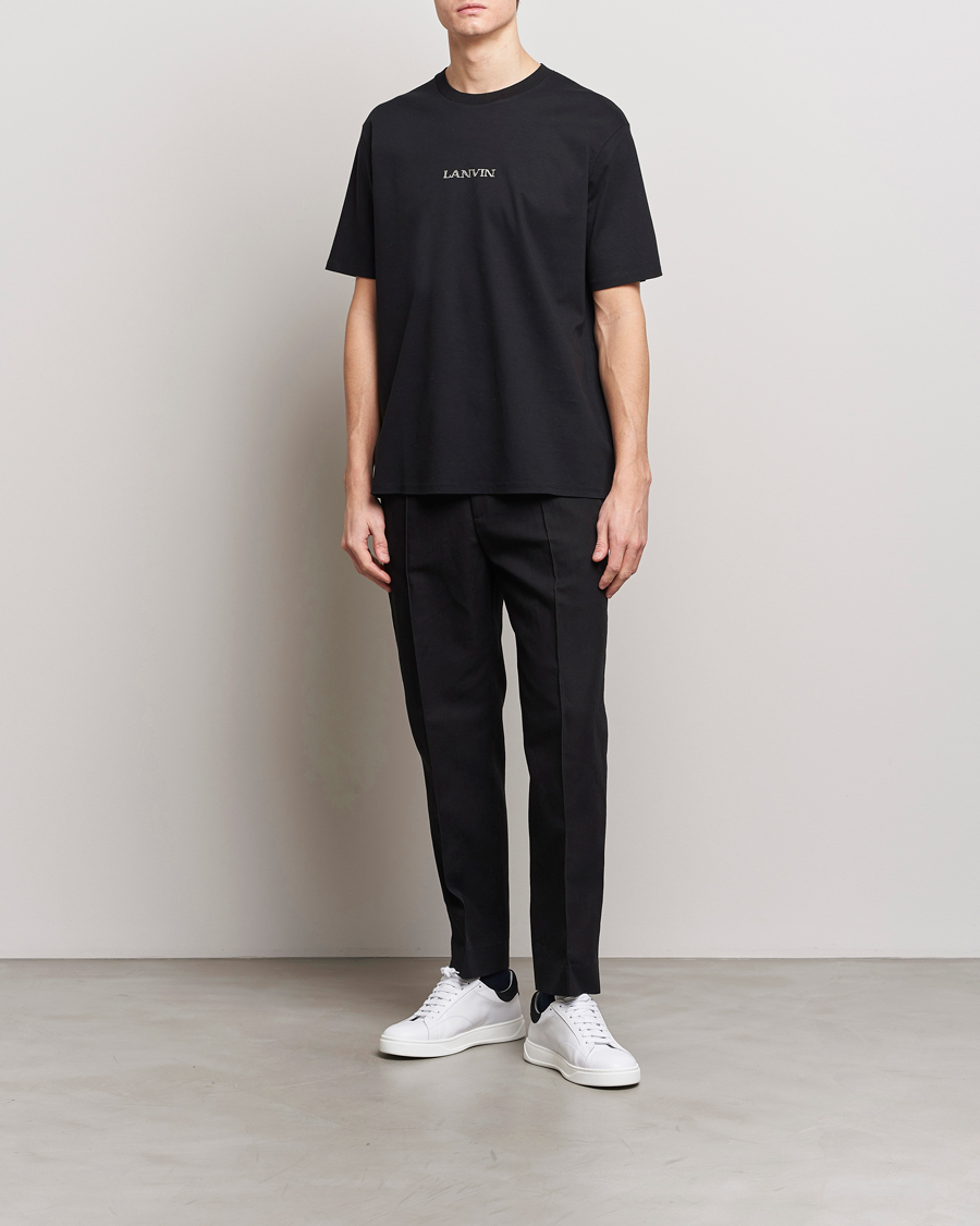 Heren | Broeken | Lanvin | Cotton/Linen Drawstring Trousers Black