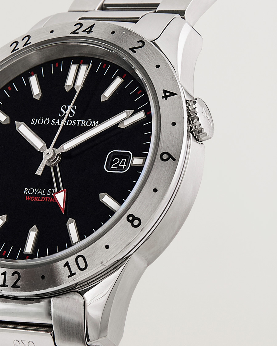 Heren | Sjöö Sandström Pre-Owned Royal Steel Worldstimer 41mm SS-1841-WT Silver | Sjöö Sandström Pre-Owned | Royal Steel Worldstimer 41mm SS-1841-WT Silver