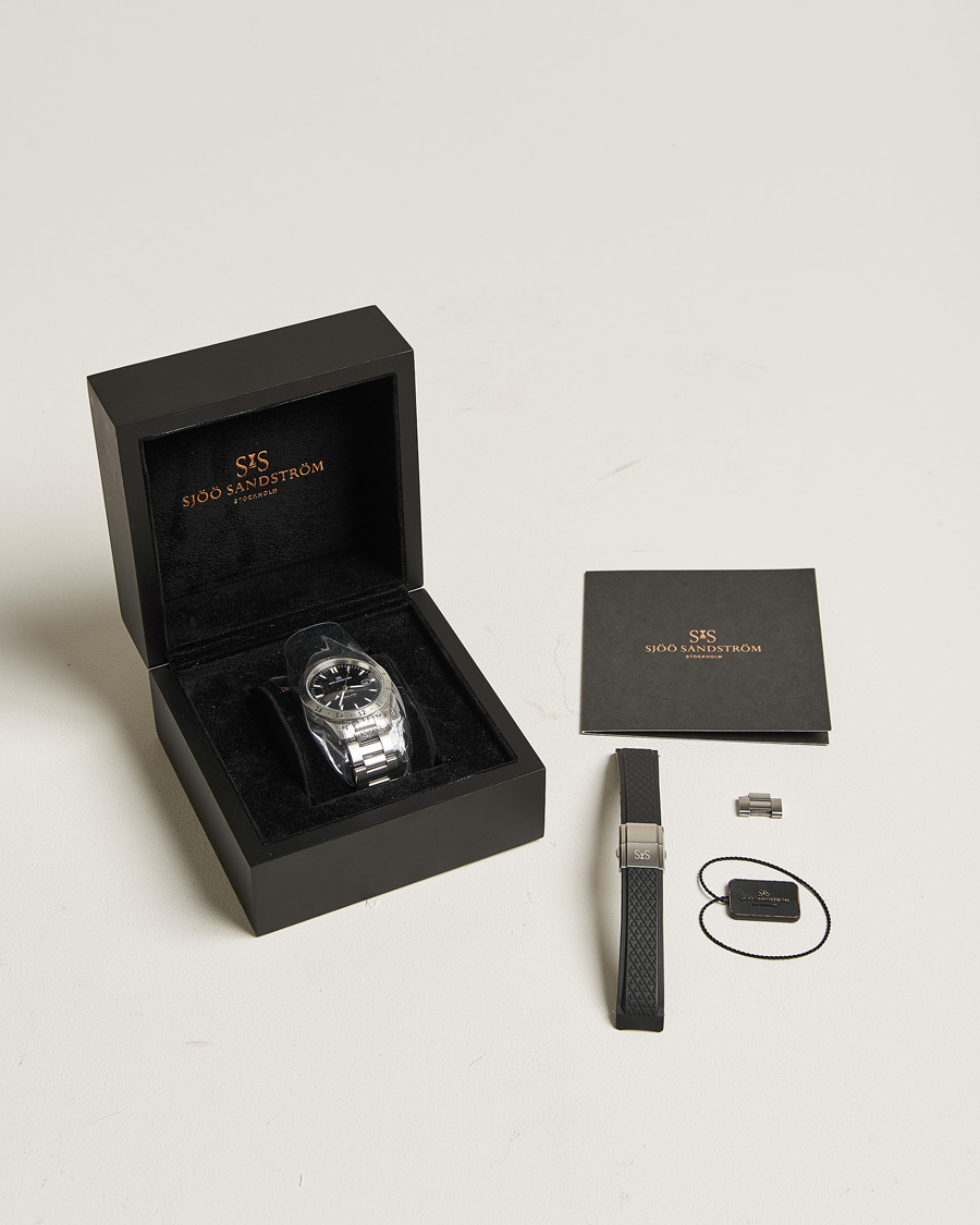 Heren | Sjöö Sandström Pre-Owned Royal Steel Worldstimer 41mm SS-1841-WT Silver | Sjöö Sandström Pre-Owned | Royal Steel Worldstimer 41mm SS-1841-WT Silver
