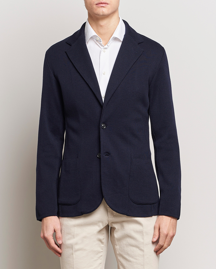Men | Blazers | Lardini | Knitted Wool Blazer Navy