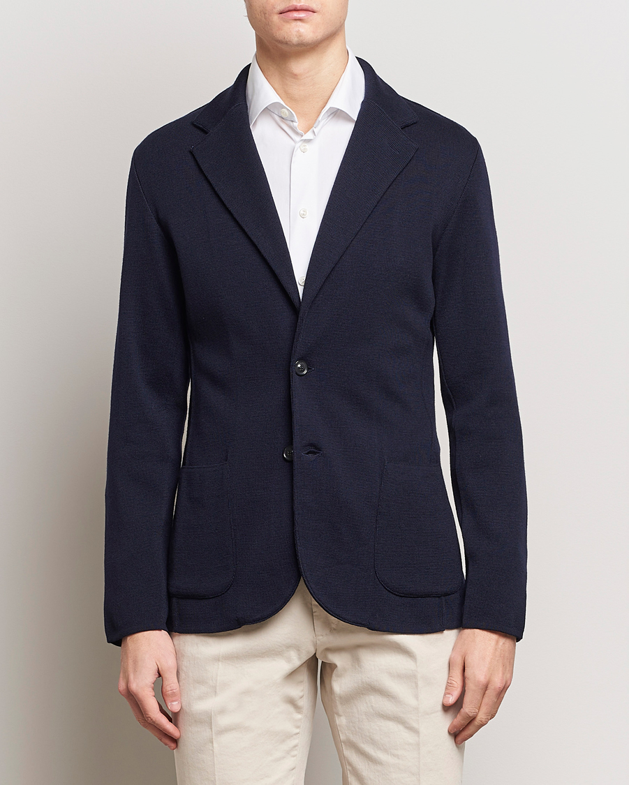 Heren | Italian Department | Lardini | Knitted Wool Blazer Navy