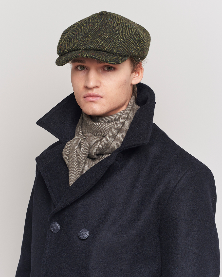 Heren | Platte petten | Wigéns | Newsboy Retro Donegal Wool Dark Green