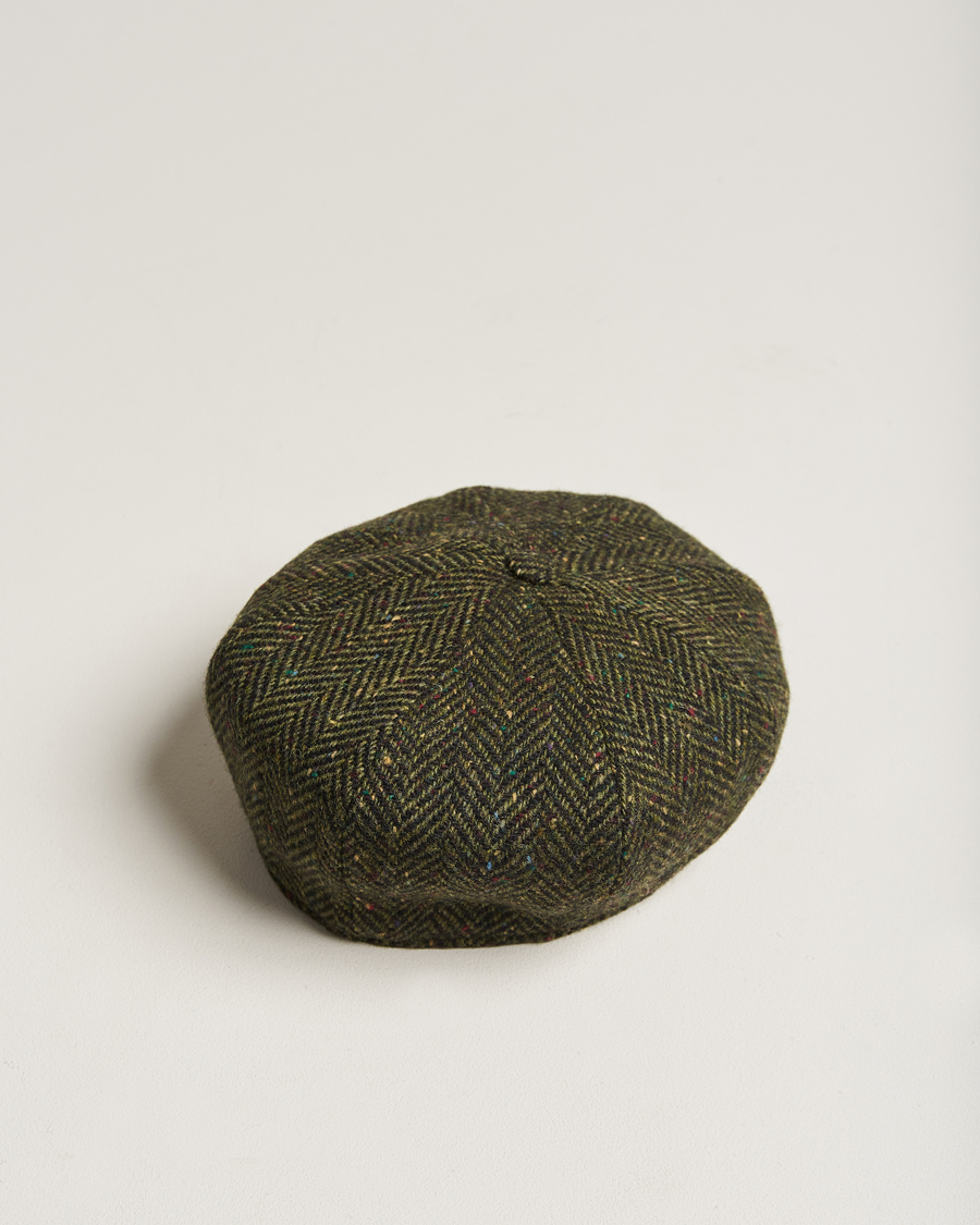 Heren | Hoeden en petten | Wigéns | Newsboy Retro Donegal Wool Dark Green