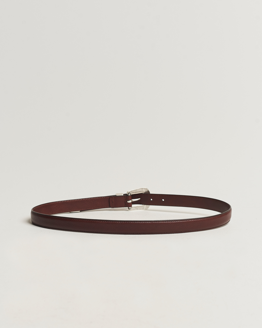 Heren | Accessoires | Anderson's | Grained Western Leather Belt 2,5 cm Dark Brown