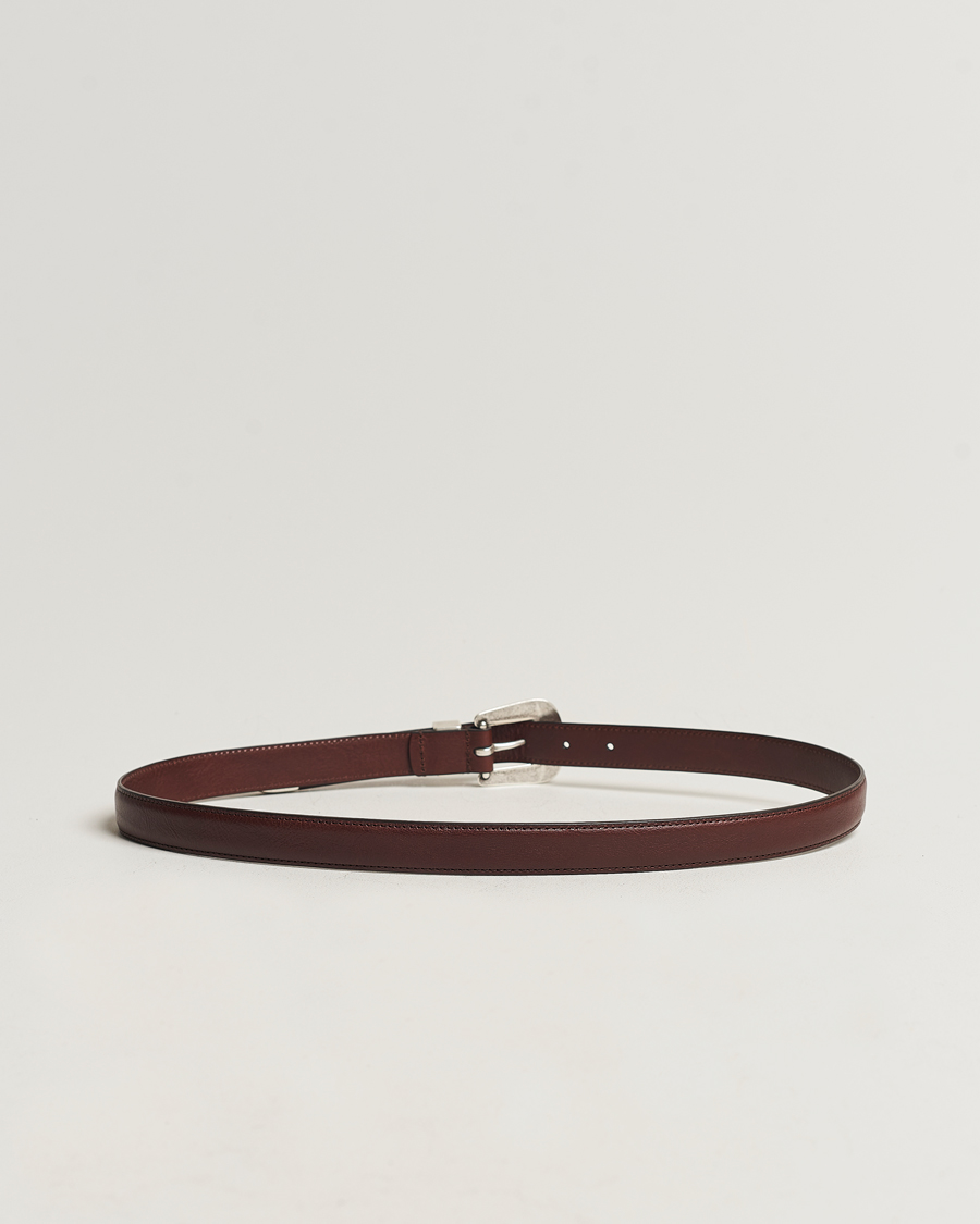 Heren | Anderson's Grained Western Leather Belt 2,5 cm Dark Brown | Anderson's | Grained Western Leather Belt 2,5 cm Dark Brown