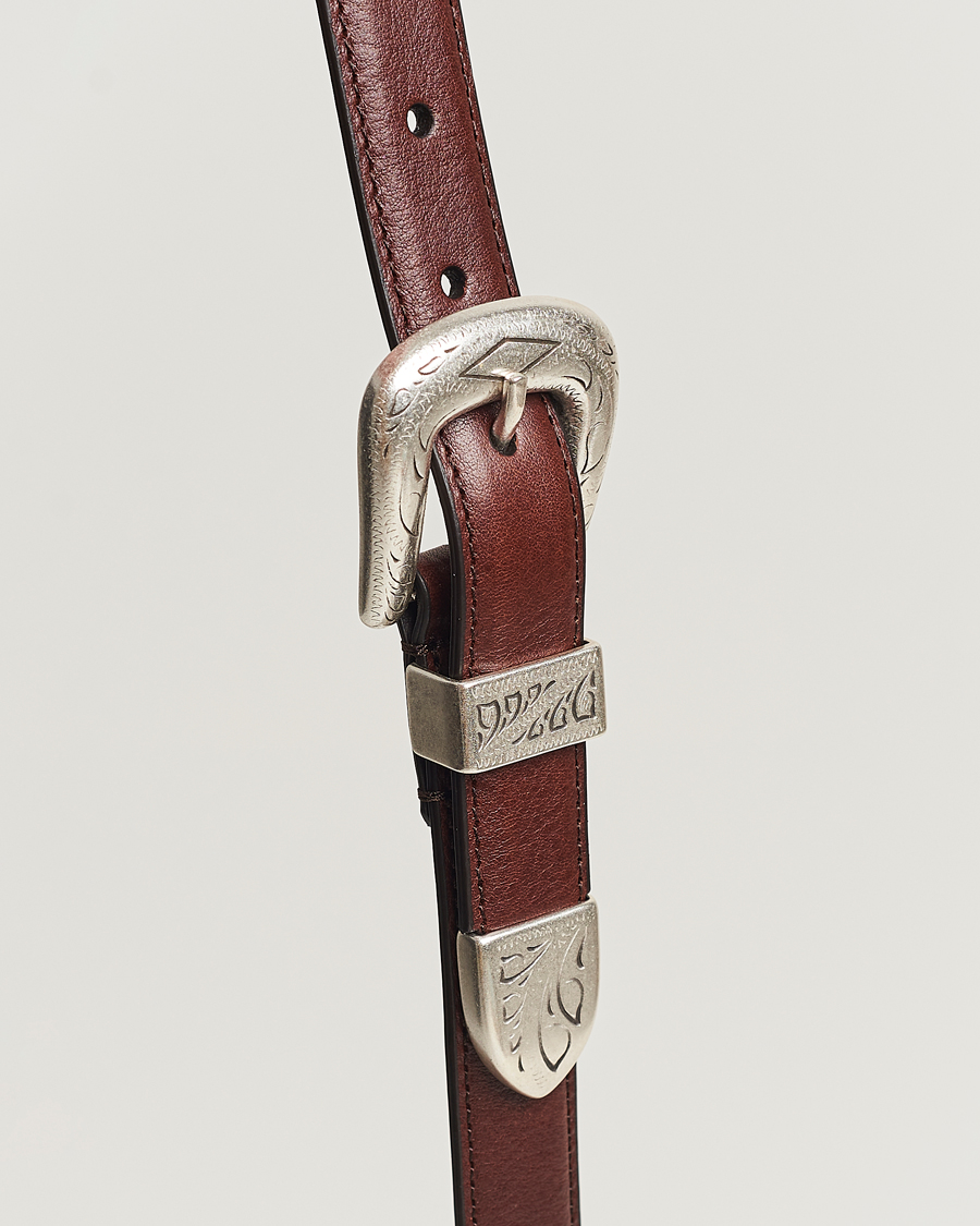 Heren | Anderson's Grained Western Leather Belt 2,5 cm Dark Brown | Anderson's | Grained Western Leather Belt 2,5 cm Dark Brown