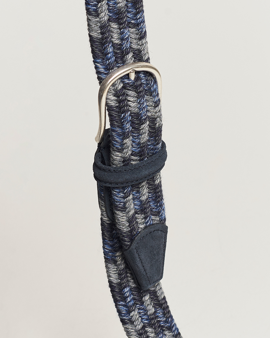 Heren | Anderson's Braided Wool Belt Navy Multi | Anderson's | Braided Wool Belt Navy Multi