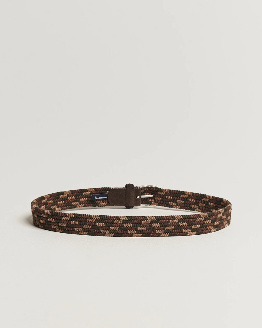 Heren |  | Anderson\'s | Braided Wool Belt Dark Brown