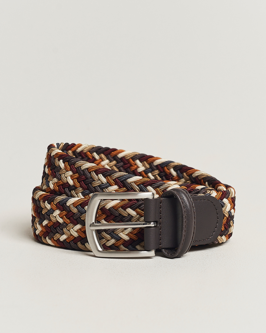 Heren | Anderson's Stretch Woven 3,5 cm Belt Multi Brown | Anderson's | Stretch Woven 3,5 cm Belt Multi Brown