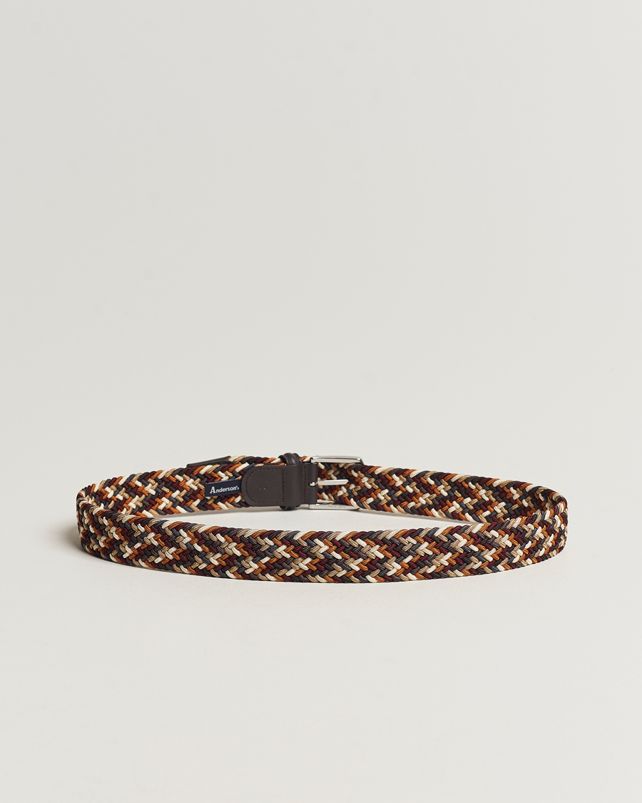 Heren | Anderson's | Anderson's | Stretch Woven 3,5 cm Belt Multi Brown
