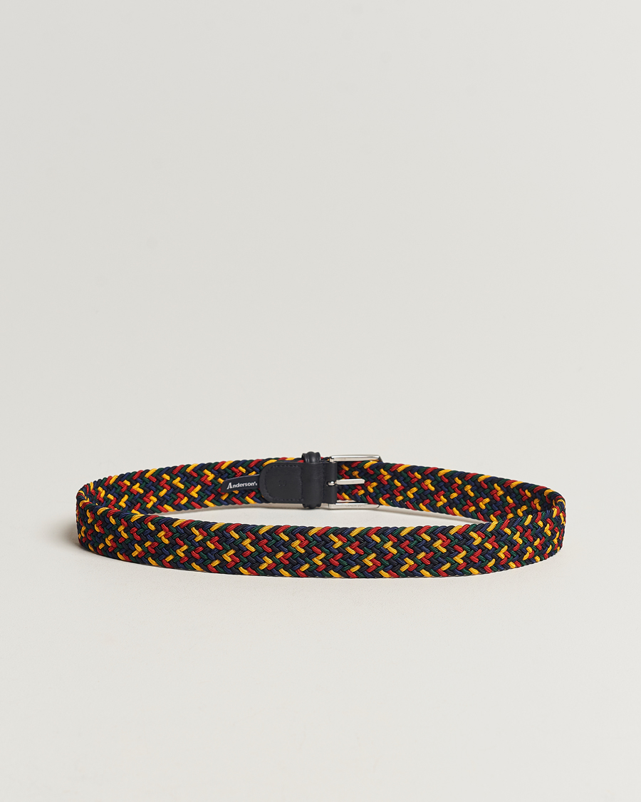 Heren | Italian Department | Anderson's | Stretch Woven 3,5 cm Belt Ivy Multi