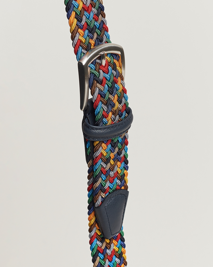 Heren | Riemen | Anderson's | Stretch Woven 3,5 cm Belt Dark Multi