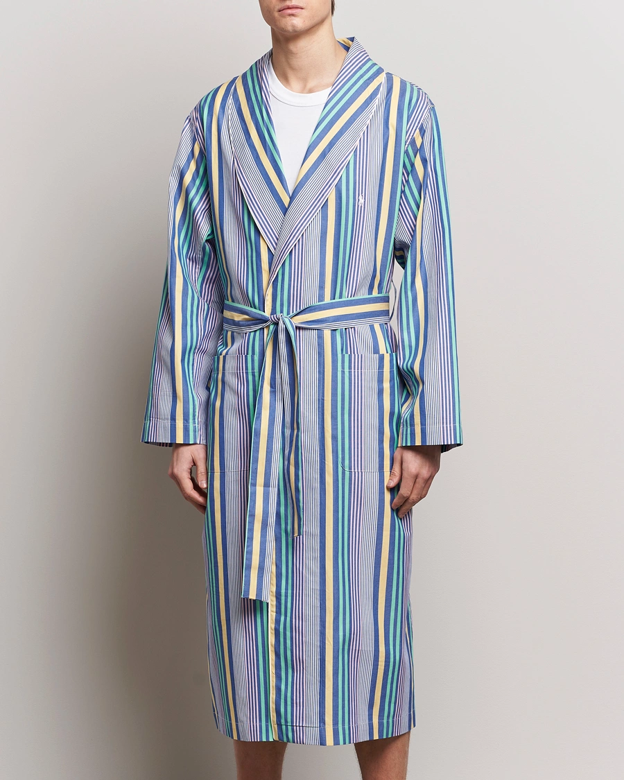 Heren | Badjassen | Polo Ralph Lauren | Oxford Striped Robe Blue/White