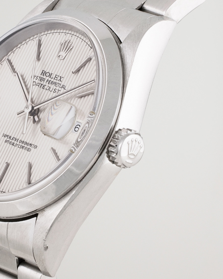 Heren | Rolex Pre-Owned Datejust 16200 Oyster Perpetual Steel White Silver | Rolex Pre-Owned | Datejust 16200 Oyster Perpetual Steel White Silver