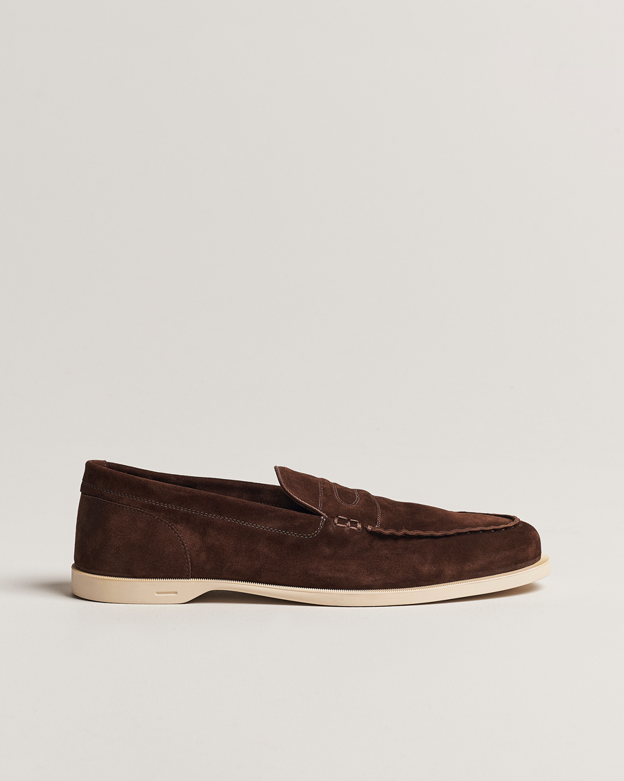 Heren | Instappers | John Lobb | Pace Summer Loafer Dark Brown Suede